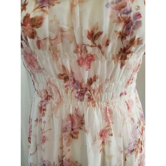 Lulus Babydoll Coquette Milkmaid Smocked Tiered Flowy Mini Dress Woman's Size M - Picture 10 of 16